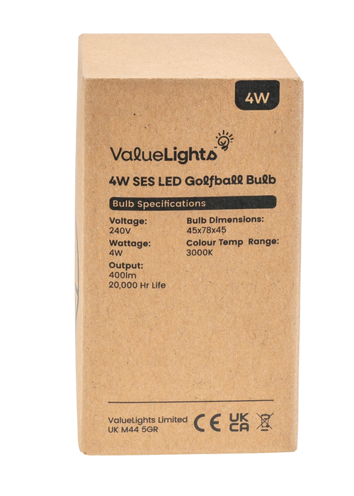 ValueLights 6 Pack E14 Golfball LED 4W Warm White 3000K Light Bulbs (8cm x 4.5cm x 4.5cm) - One Size Image 2