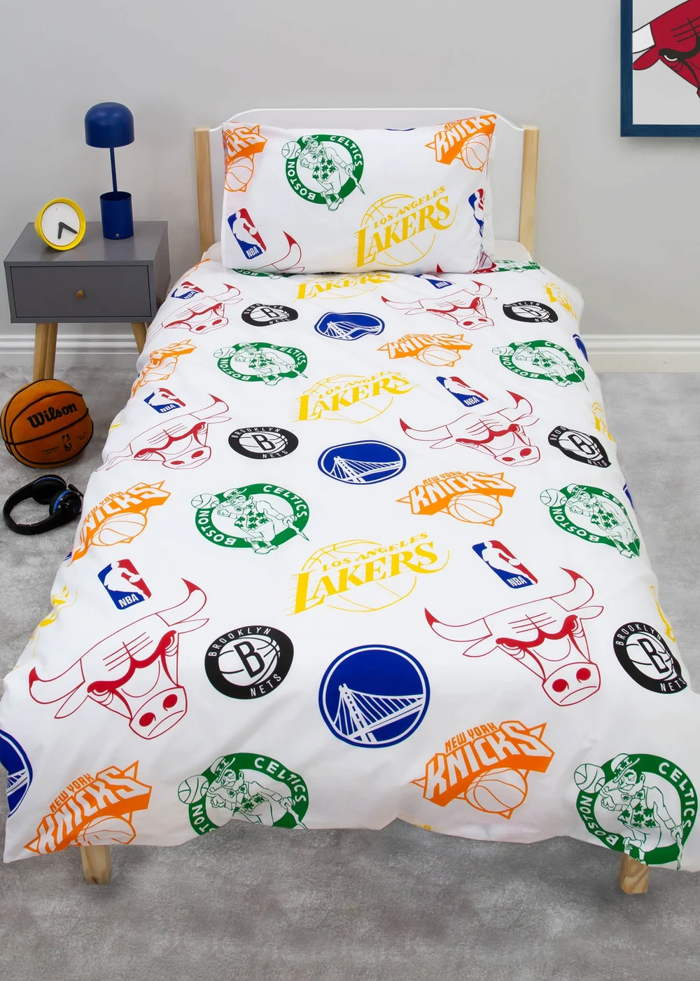NBA Multi Colour Divide Single Polycotton Duvet Set - Single Image 2