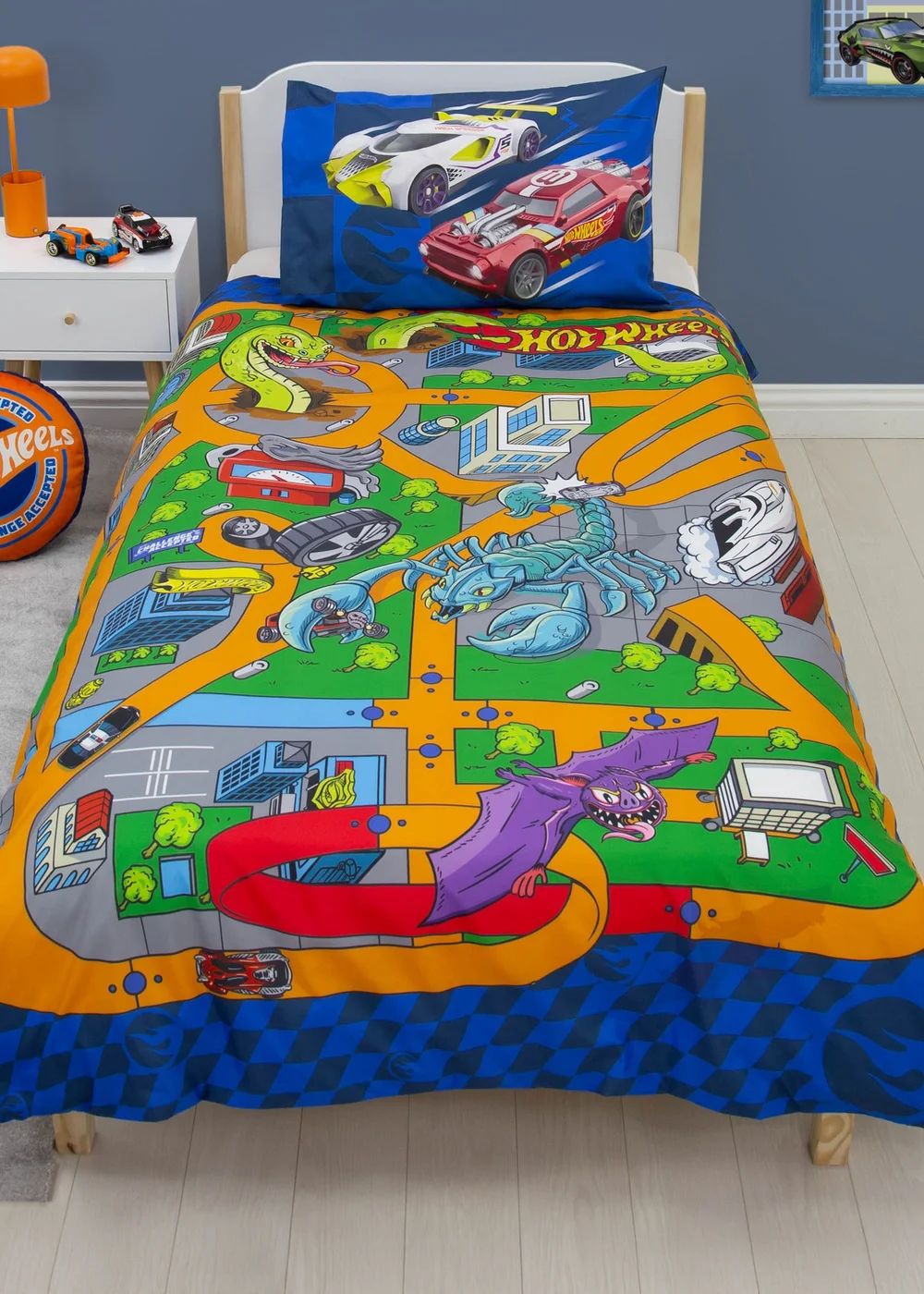 Hotwheels Blue Playful Polycotton Duvet Set - Single Image 2