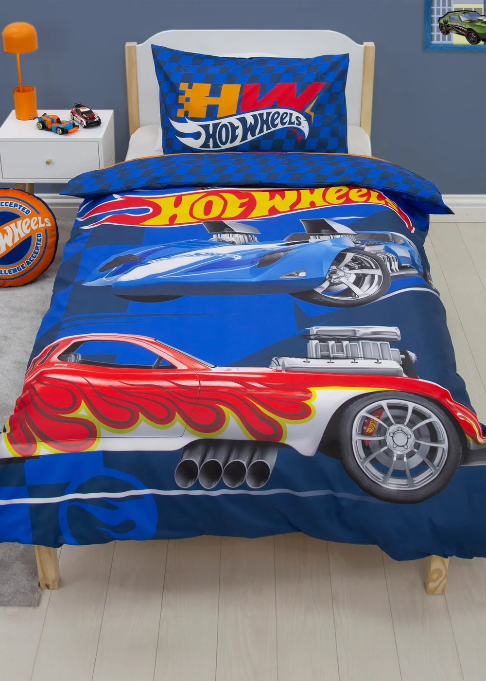 Hotwheels Blue Playful Polycotton Duvet Set - Single Image 1