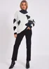 Gini London White V Neck Oversized Heart Knit Jumper - M/L Image 1