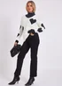 Gini London White V Neck Oversized Heart Knit Jumper - M/L Image 4