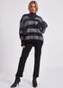 Gini London Grey Wide Stripe Oversized Jumper - Small/Medium Image 1