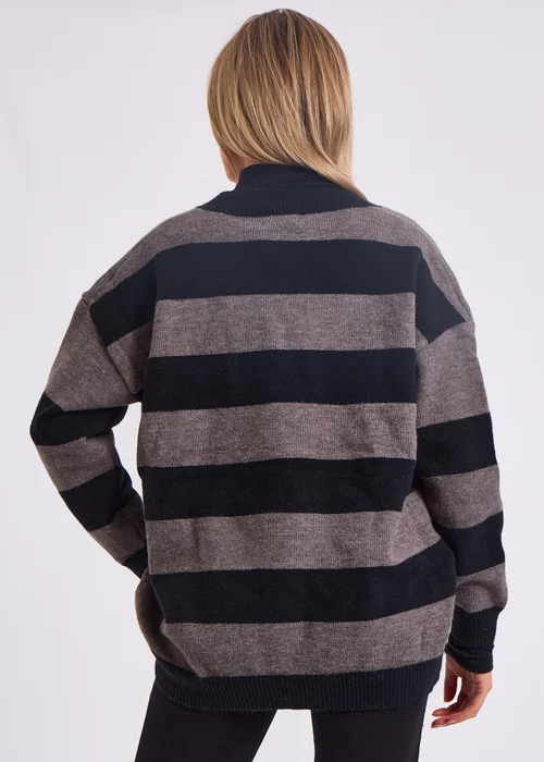 Gini London Grey Wide Stripe Oversized Jumper - Small/Medium Image 2