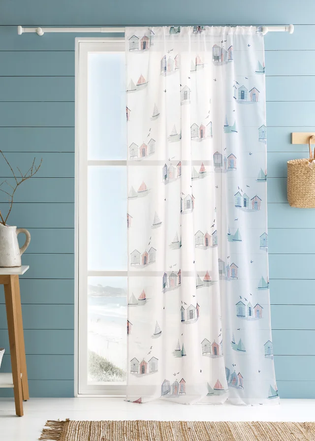 Fusion Beach Huts Blue Voile Panel