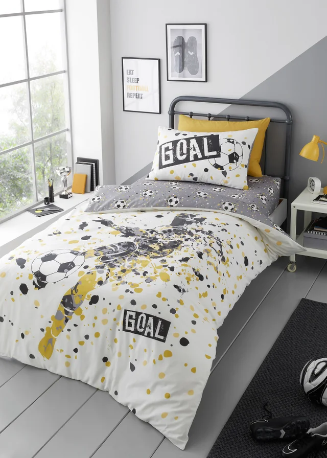 Bedlam Goal Reversible Gold Duvet Cover Set