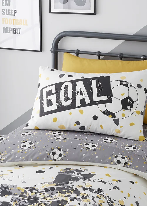 Bedlam Goal Reversible Gold Duvet Cover Set - Single Image 2