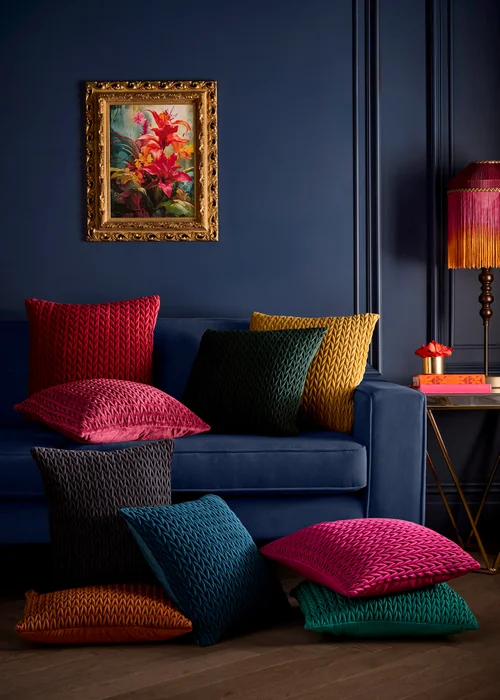 Laurence Llewelyn-Bowen Amory Velvet Fuschia Filled Cushion - 43W X 43D Image 4