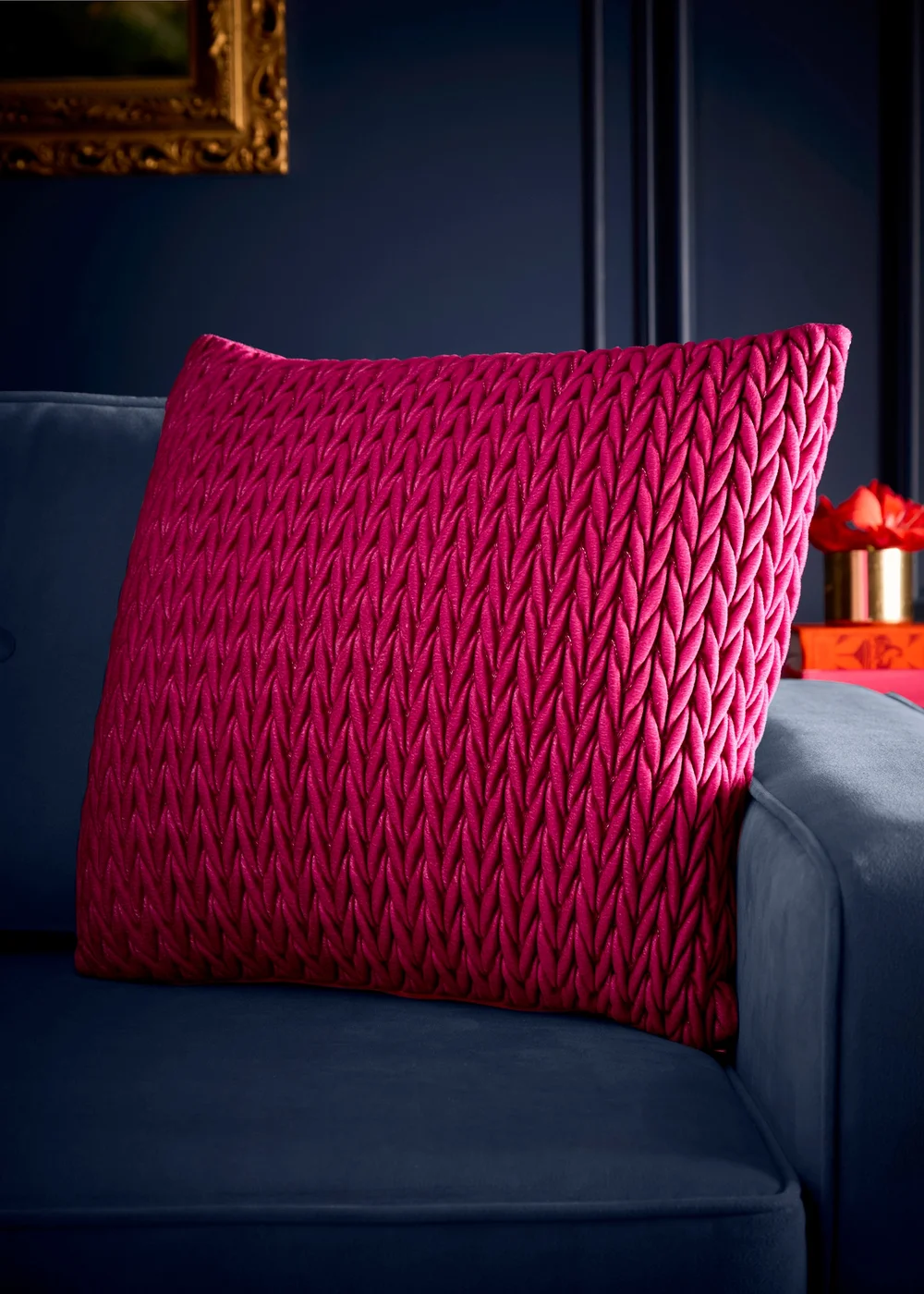 Laurence Llewelyn-Bowen Amory Velvet Fuschia Filled Cushion - 43W X 43D Image 1