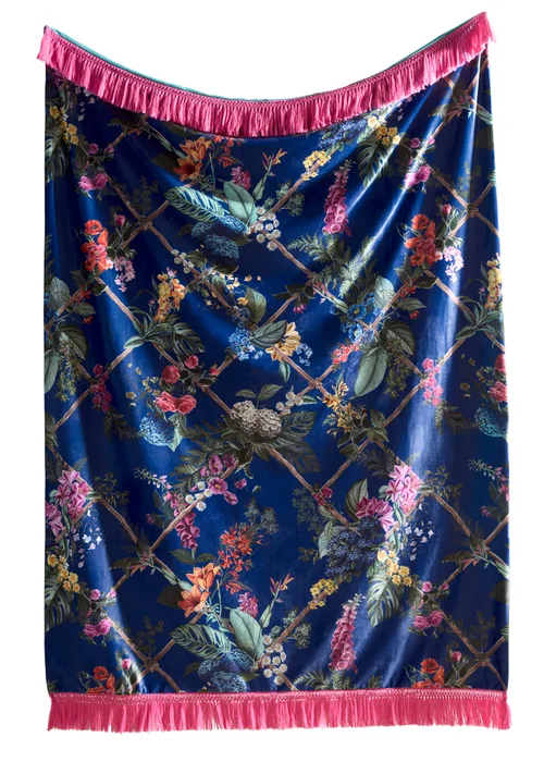 Laurence Llewelyn-Bowen Cotswold Fantasia Velvet Navy Throw - 130 x 180cm Image 2