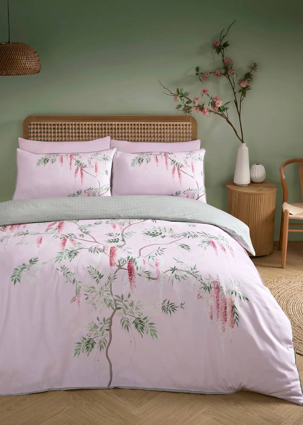 Soiree Enya Digitally Printed Pink Duvet Cover Set - Double Image 1