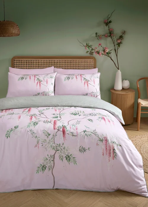 Soiree Enya Digitally Printed Pink Duvet Cover Set - Double Image 1