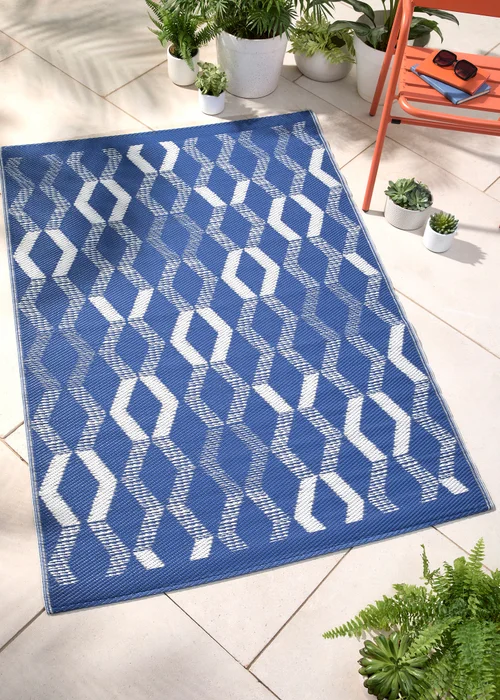 Fusion Rico Outdoor UV Resistant Blue Outdoor Rug - 120 x 170 Image 1
