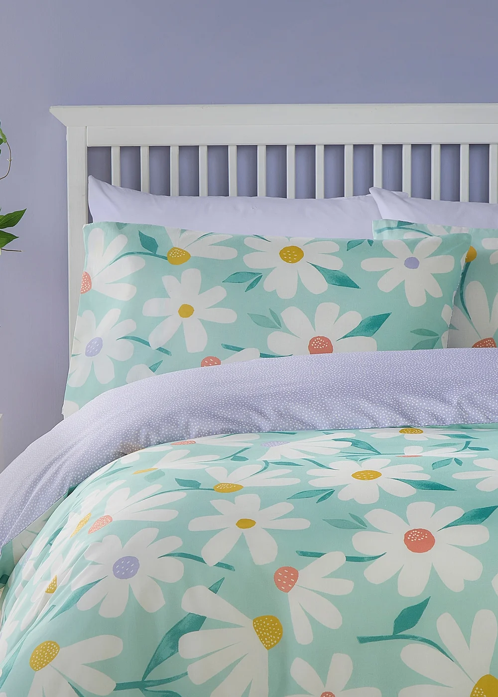 Fusion Daisy Reversible Duck Egg Duvet Cover Set - Single Image 2