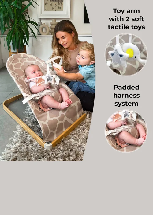 My Babiie Tan Giraffe Baby Bouncer - One Size Image 4
