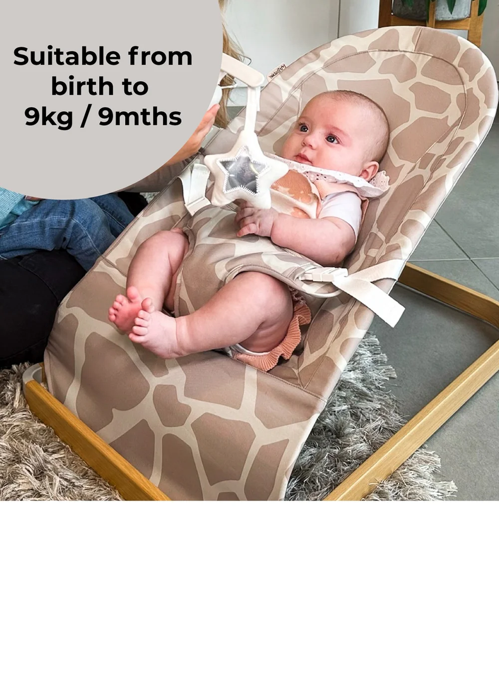My Babiie Tan Giraffe Baby Bouncer - One Size Image 2