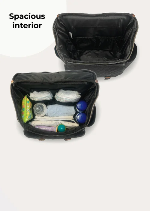 My Babiie Black Quilted Backpack Changing Bag - One Size Image 2