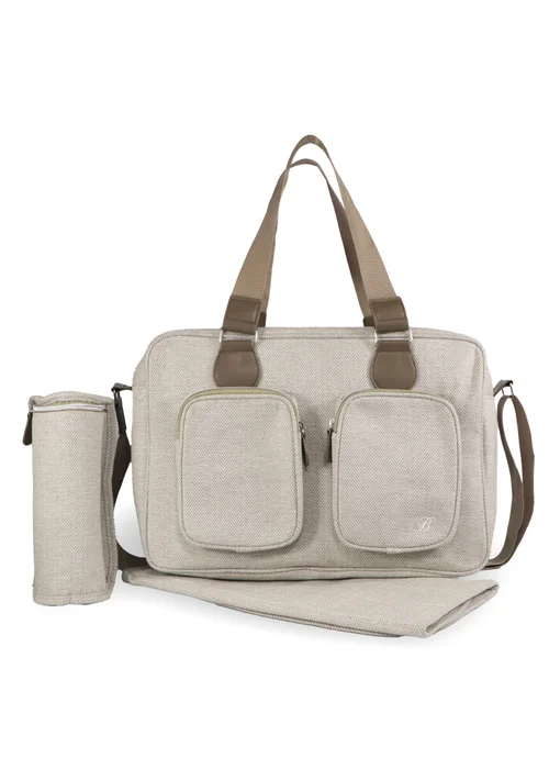 My Babiie Beige Herringbone Deluxe Changing Bag - One Size Image 1