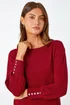 Roman Red Button Detail Knitted Jumper Dress - Size 10 Image 4