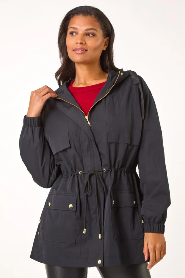 Roman Black Shower Resistant Rain Jacket