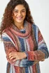 Roman Multi Boucle Stripe Cowl Neck Jumper - Size 10 Image 4