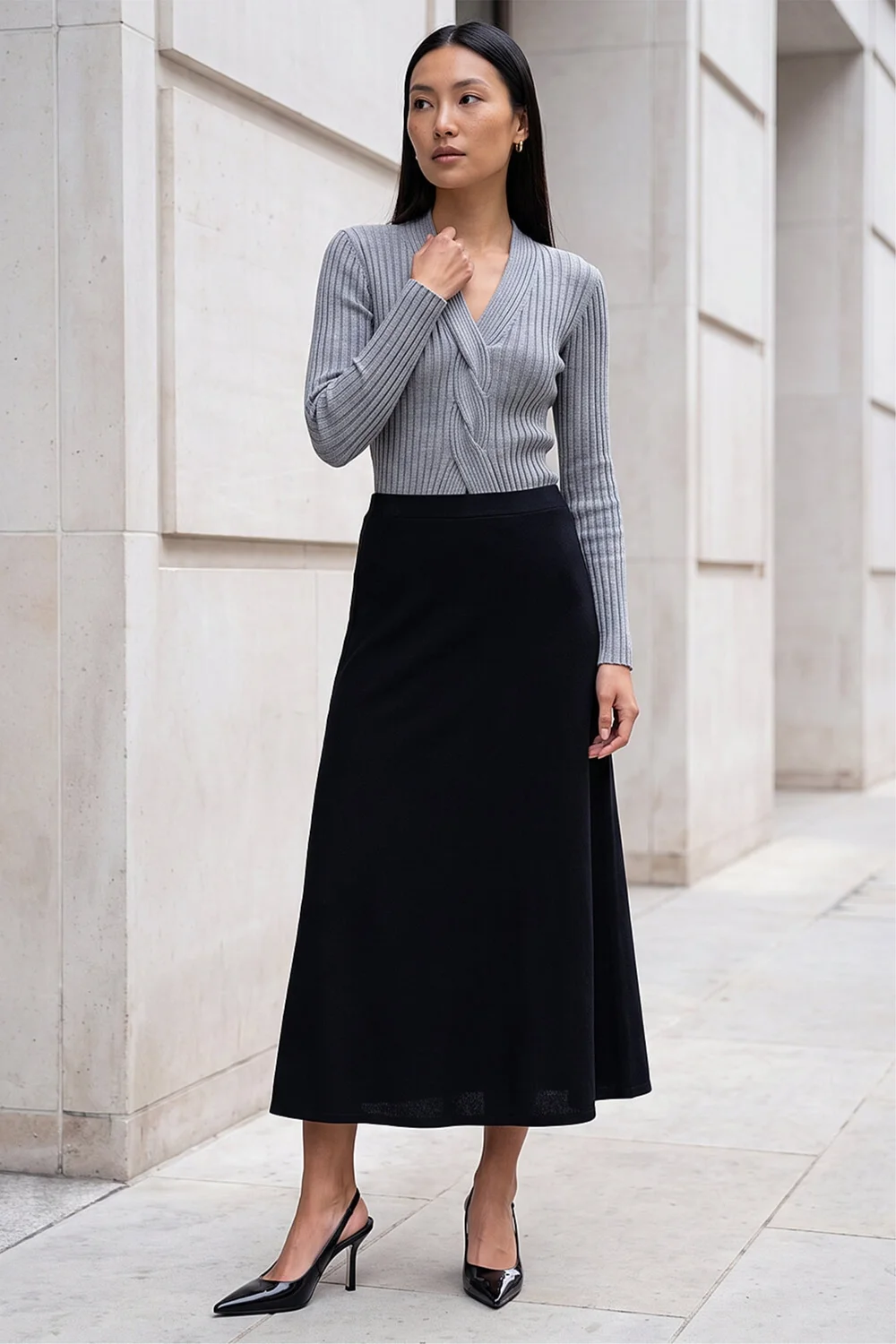 Roman Black A-Line Pull On Stretch Skirt - 14 Image 2
