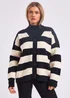 Gini London Mono Stripe Oversized Button Through Cardigan - Medium/Large Image 2