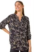 Roman Beige Textured Abstract Print V-Neck Stretch Shirt - Size 18 Image 1