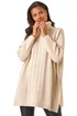 Roman Beige Cable Knit Roll Neck Poncho Jumper - Large/Extra Large Image 1