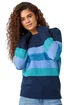 Roman Blue Shimmer Stripe Stretch Jumper - Size 20 Image 1