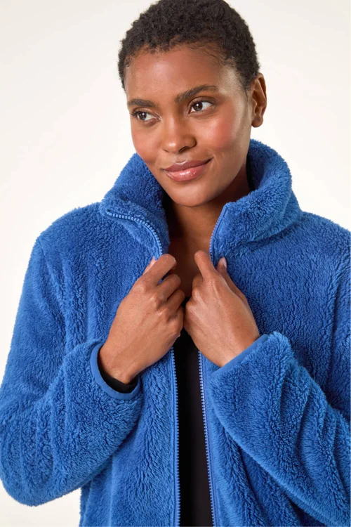 Roman Royal Blue Soft Sherpa Fleece Jacket - L Image 4