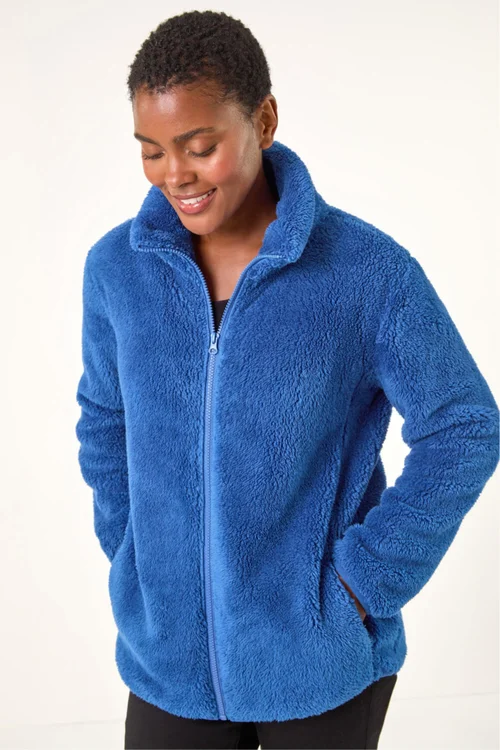 Roman Royal Blue Soft Sherpa Fleece Jacket - L Image 1