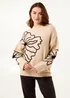 Blue Vanilla Beige Large Flower Embroidery Jumper - Small/Medium Image 1