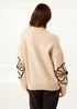 Blue Vanilla Beige Large Flower Embroidery Jumper - Small/Medium Image 3