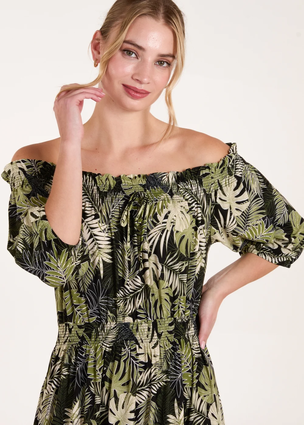 Blue Vanilla Multi Bardot Elasticated Maxi Dress - L/XL Image 2