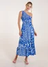 Blue Vanilla Blue Shirred Waist One Shoulder Maxi Dress - M/L Image 3