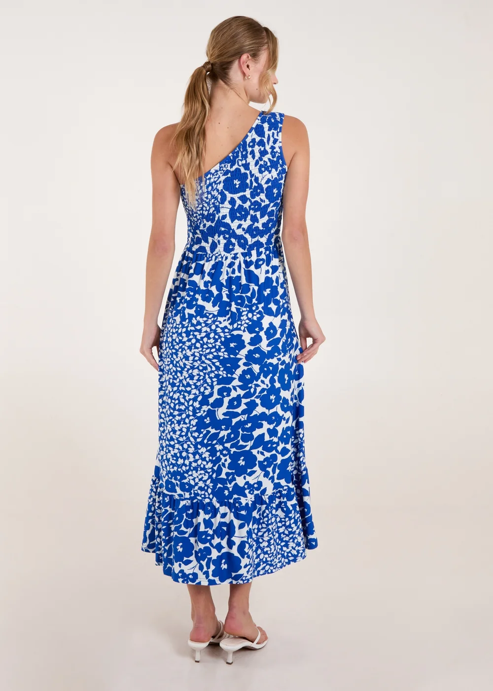 Blue Vanilla Blue Shirred Waist One Shoulder Maxi Dress - M/L Image 2
