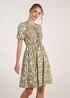 Blue Vanilla Green Tie Keyhole Front Puff Sleeve Dress - L/XL Image 1