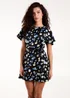 Blue Vanilla Black Tie Waist Floral Mini Dress - XL Image 1