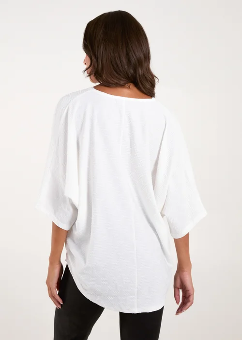 Blue Vanilla White Textured Half Zip Top - Small/Medium Image 3