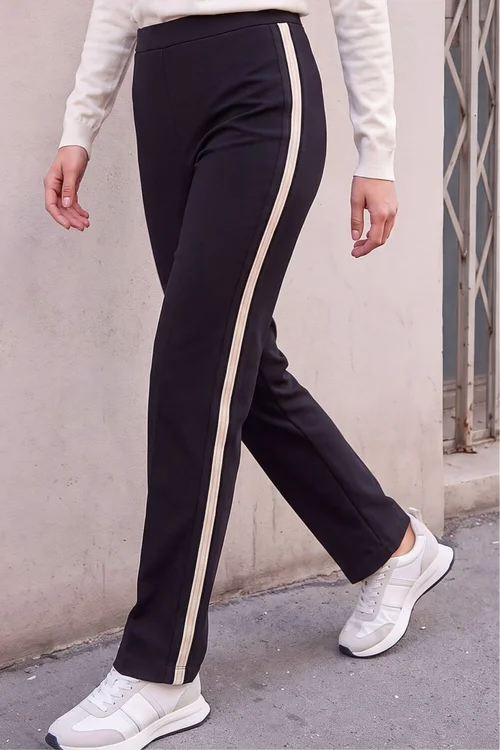 Roman Black Petite Side Stripe Ponte Trouser - 8 Image 1