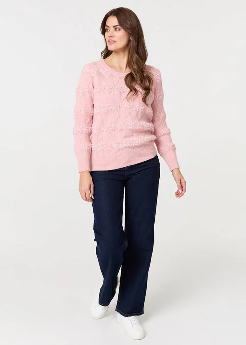 Izabel London Pink Textured Long Sleeve Knit Jumper - 12 Image 4