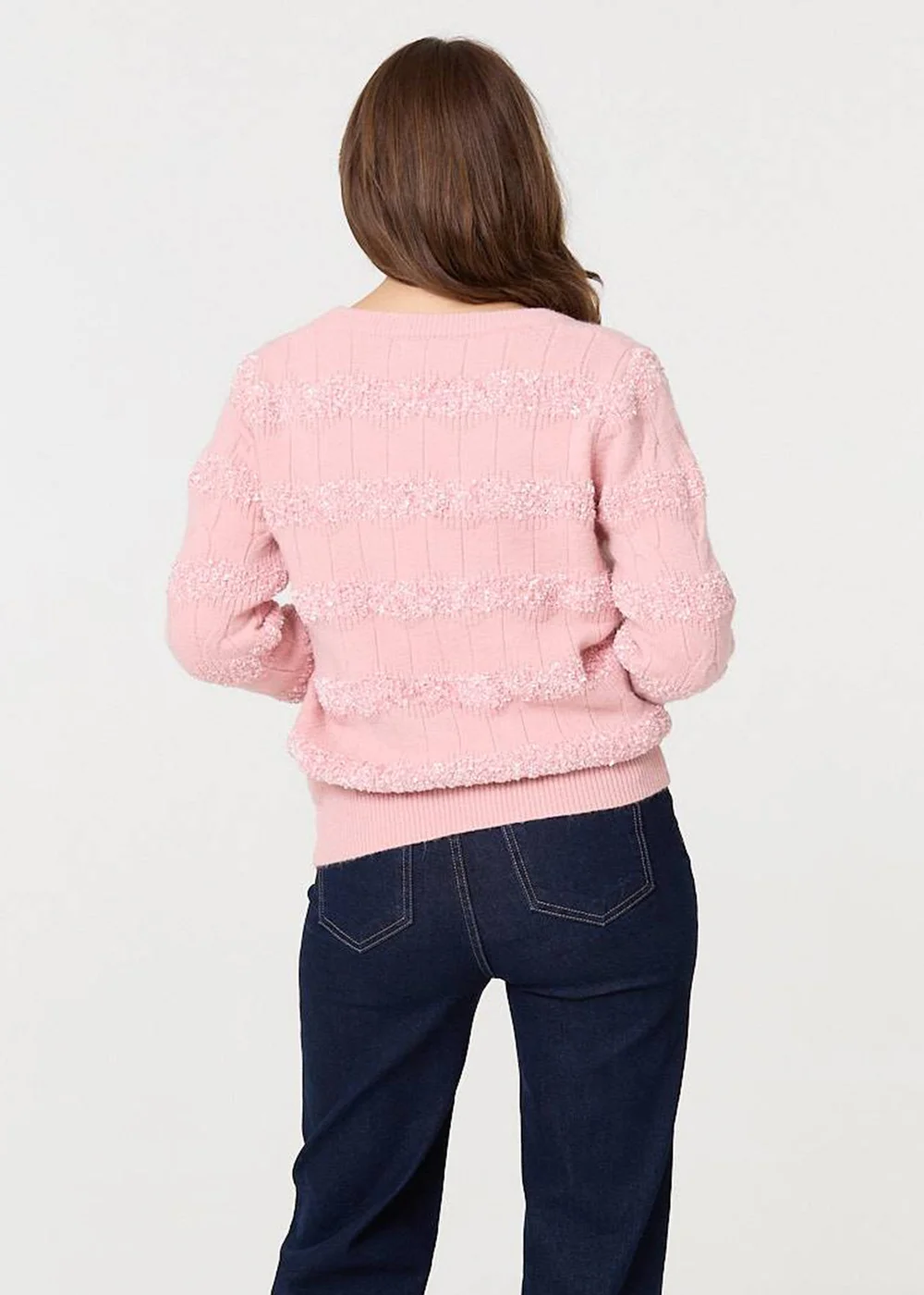 Izabel London Pink Textured Long Sleeve Knit Jumper - 12 Image 2