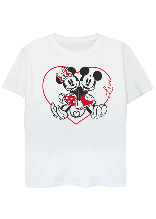 Disney Mickey Mouse Heart White T-Shirt (3-13 Years) - Age 12-13 Years Image 1