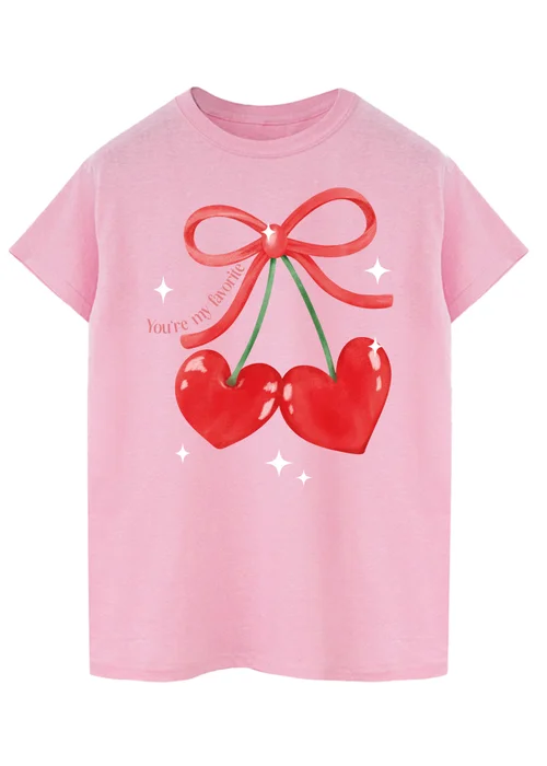 Brands In Cherry Hearts Pink Boyfriend Fit T-Shirt - L Image 1