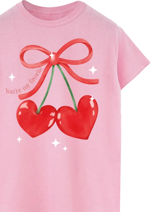 Brands In Cherry Hearts Pink Boyfriend Fit T-Shirt - L Image 2