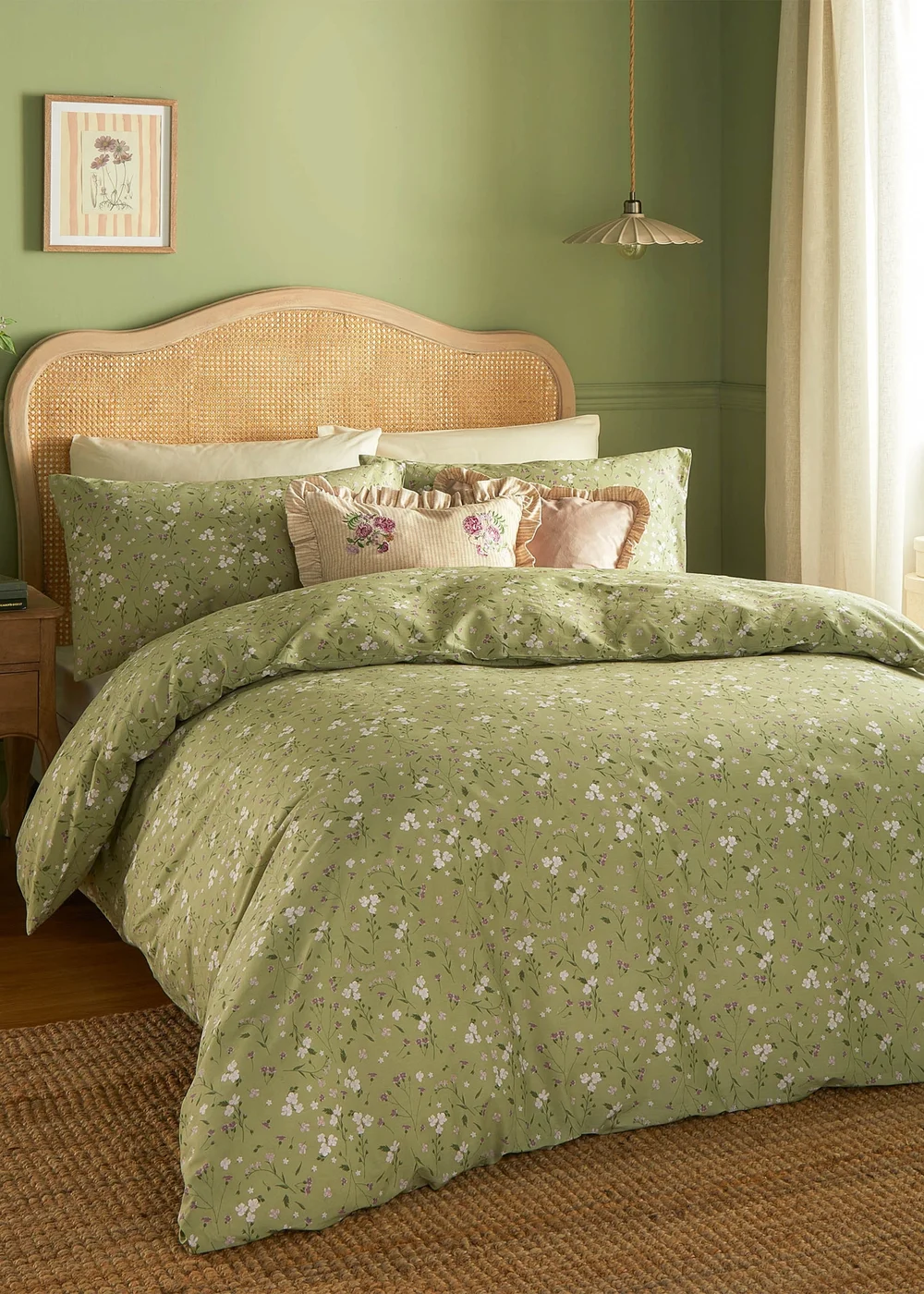 Wylder Bronte Printed Floral Duvet Cover Set Sage - Single Image 1