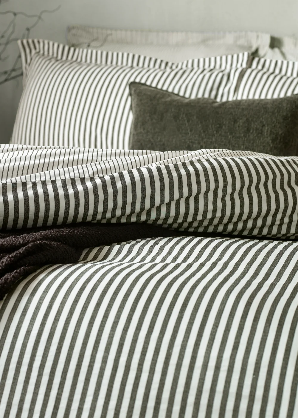 Yard Hebden Melange Stripe Cotton Duvet Cover Set - Single Image 2