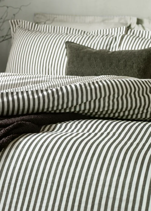 Yard Hebden Melange Stripe Cotton Duvet Cover Set - Single Image 2
