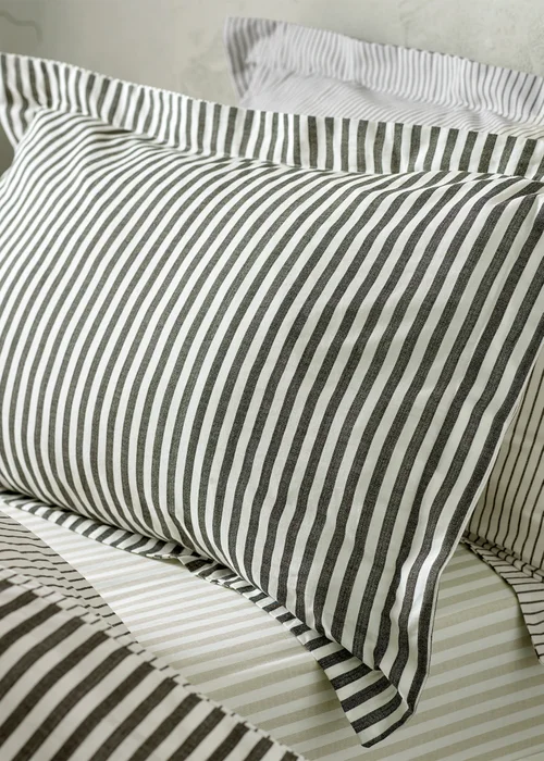 Yard Hebden Melange Stripe Cotton Duvet Cover Set - Single Image 4